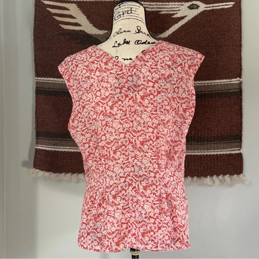 Rebecca Taylor Silk Provence Floral Block Print V-Neck Top - Picture 5 of 11